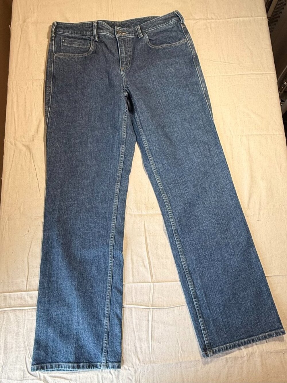 Duluth Trading Co Jeans Womens 12x33 Blue Mid Rise Bootcut Stretch Denim